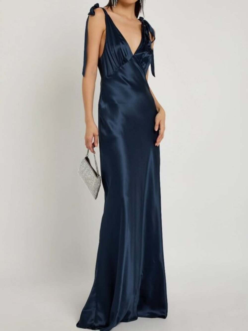 Reformation Pernille Silk Navy Dress